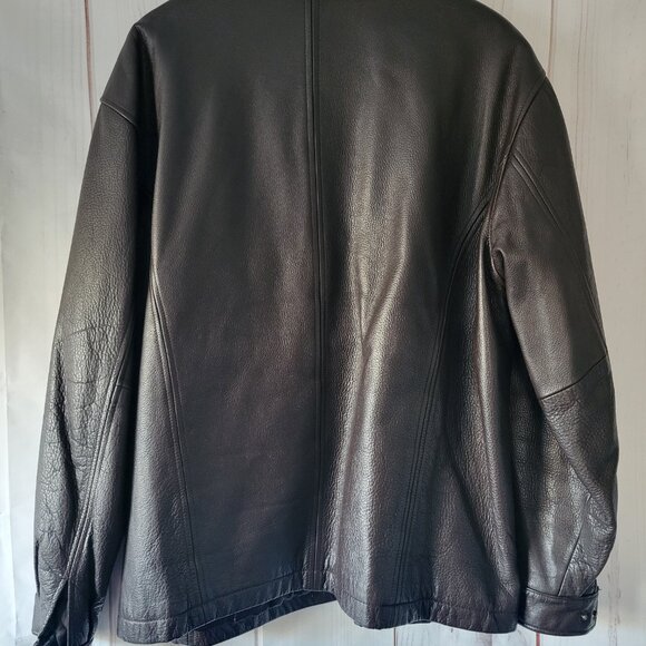 Perry Ellis Men’s XL Classic Soft Leather Jacket, Brown, Lined, Adjustable Cuff - Picture 5 of 13